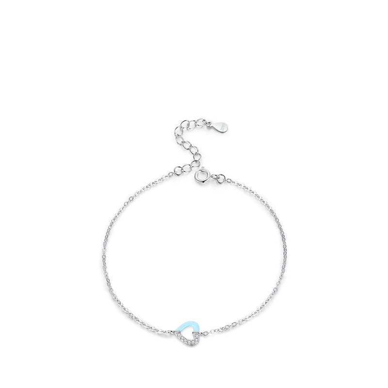 Wholesale S925 Sterling Silver Micro Pavement Stitching Heart Bracelet Earrings Set OLY-BT-MoD010